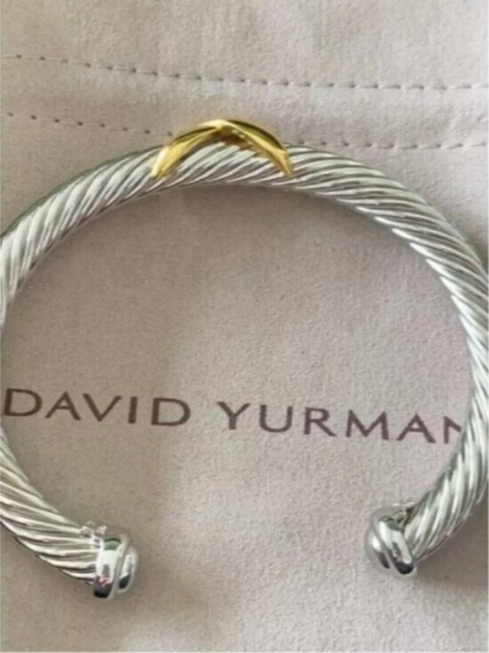 🚃David Yurman Silver Bracelet with Gold Accents 7mm